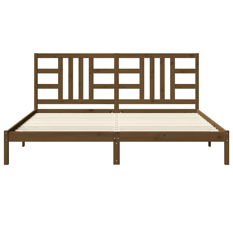 Cadre de lit sans matelas marron miel 200x200 cm bois massif - 4