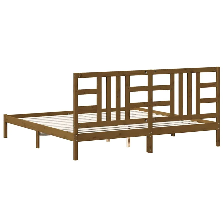 Cadre de lit sans matelas marron miel 200x200 cm bois massif - 5