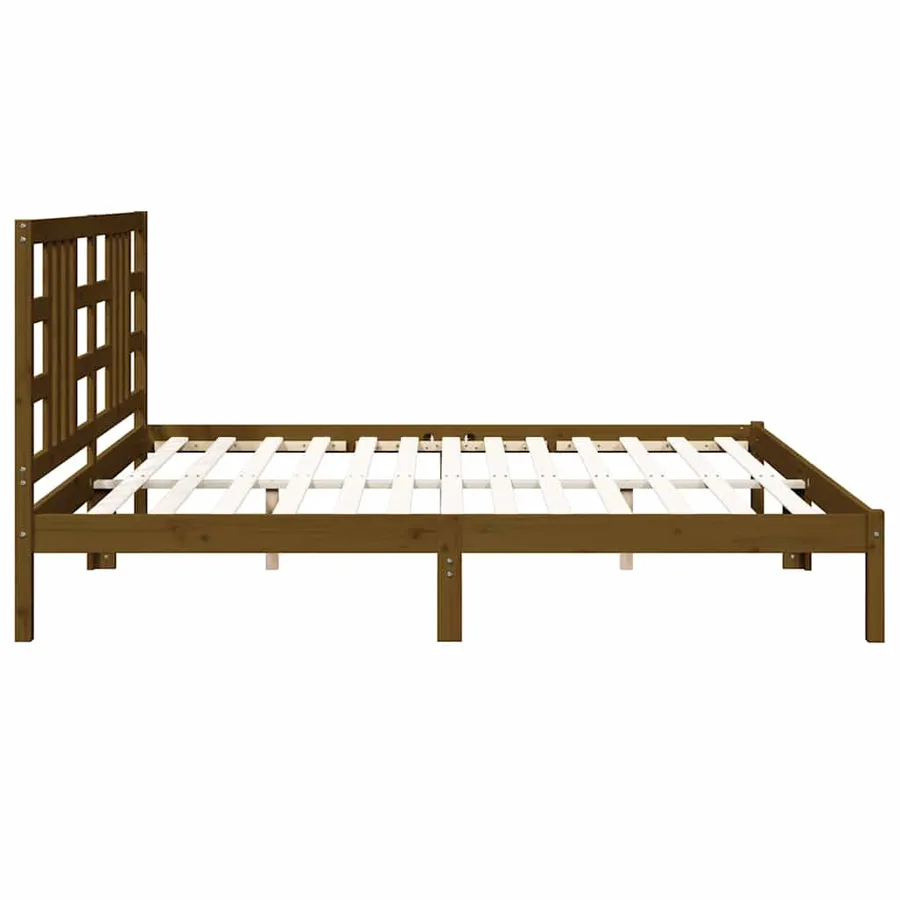 Cadre de lit sans matelas marron miel 200x200 cm bois massif - 6