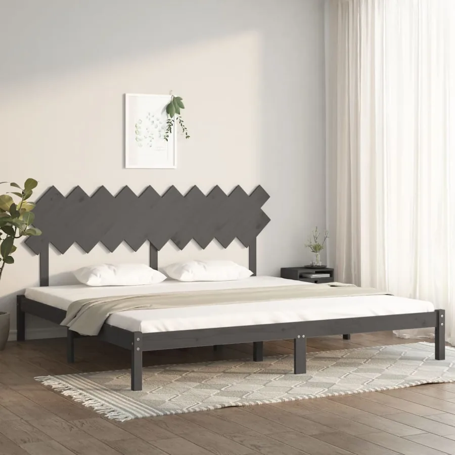 Cadre de lit sans matelas gris 200x200 cm bois massif