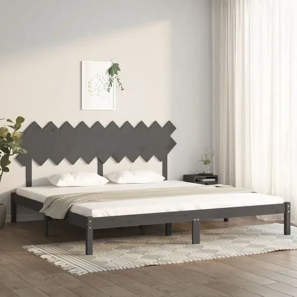 Cadre de lit sans matelas gris 200x200 cm bois massif
