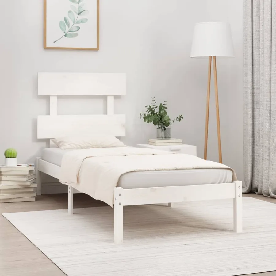 Cadre de lit sans matelas blanc 100x200 cm bois massif