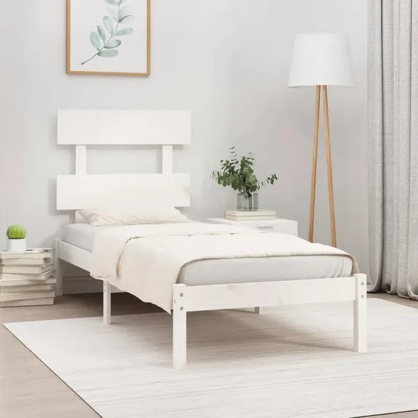Cadre de lit sans matelas blanc 100x200 cm bois massif