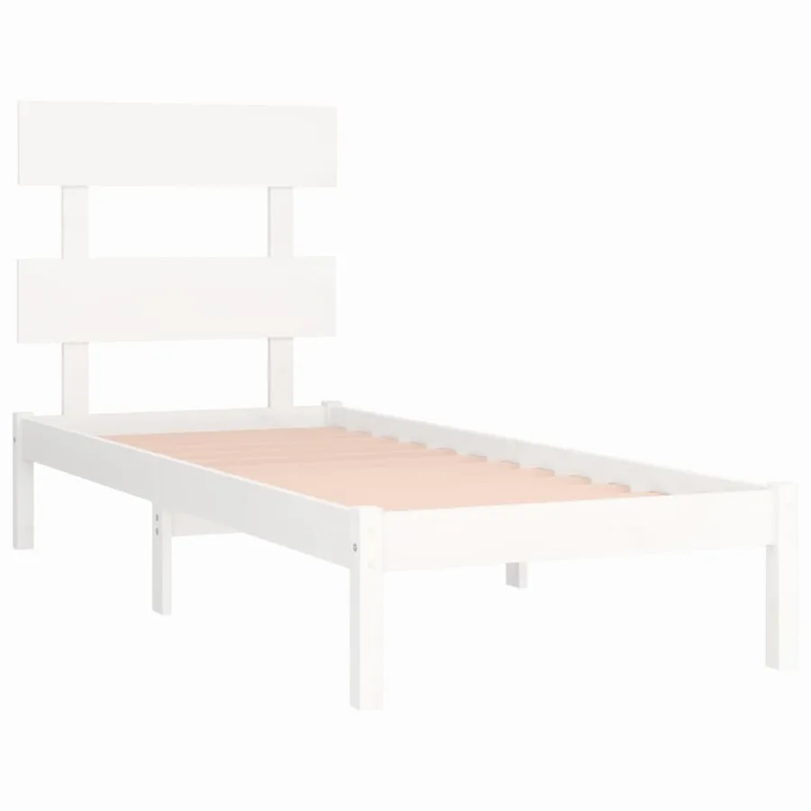 Cadre de lit sans matelas blanc 100x200 cm bois massif - 4