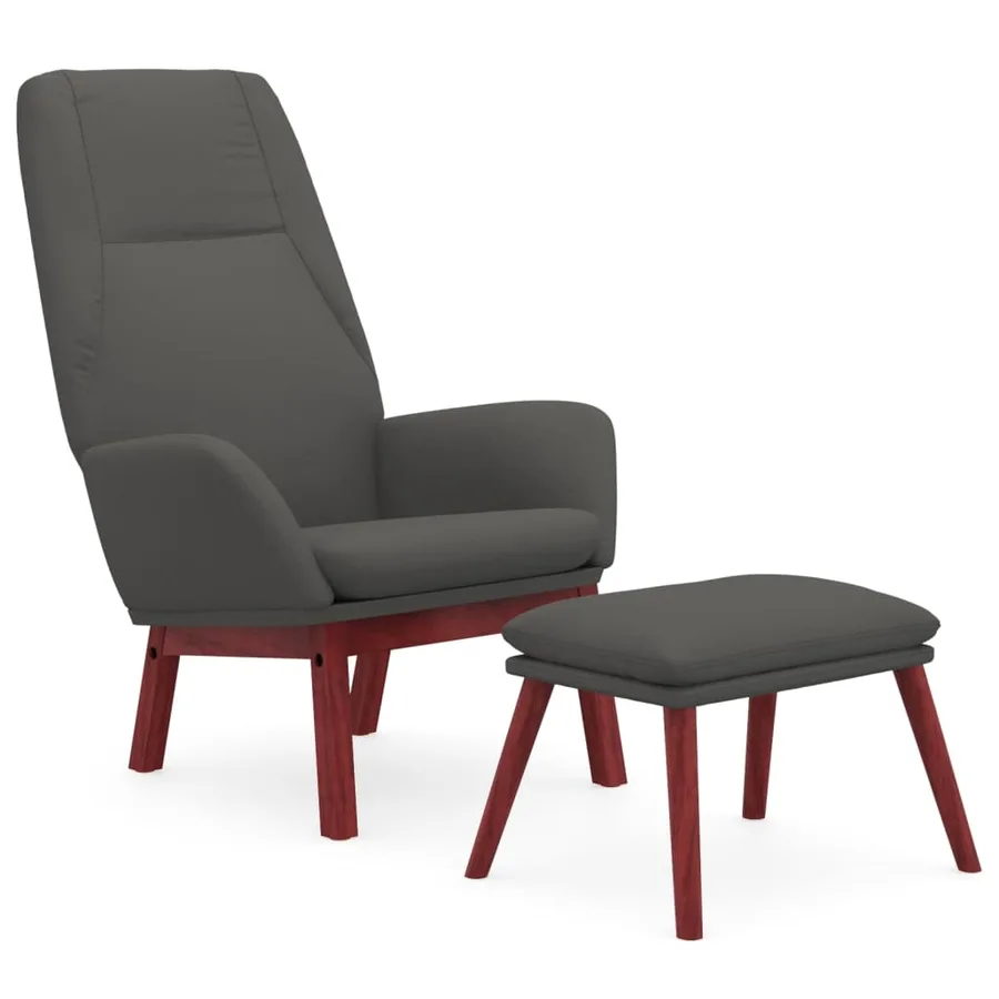 Chaise de relaxation avec repose-pied Gris foncé Tissu - 2