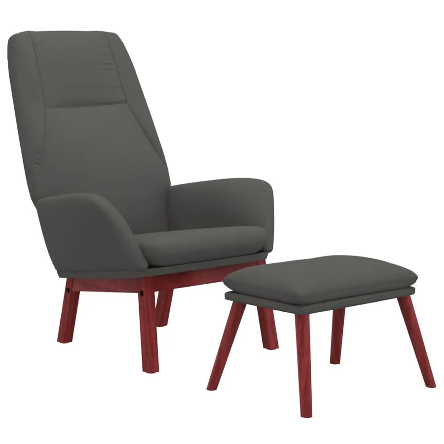 Chaise de relaxation avec repose-pied Gris foncé Tissu - 3
