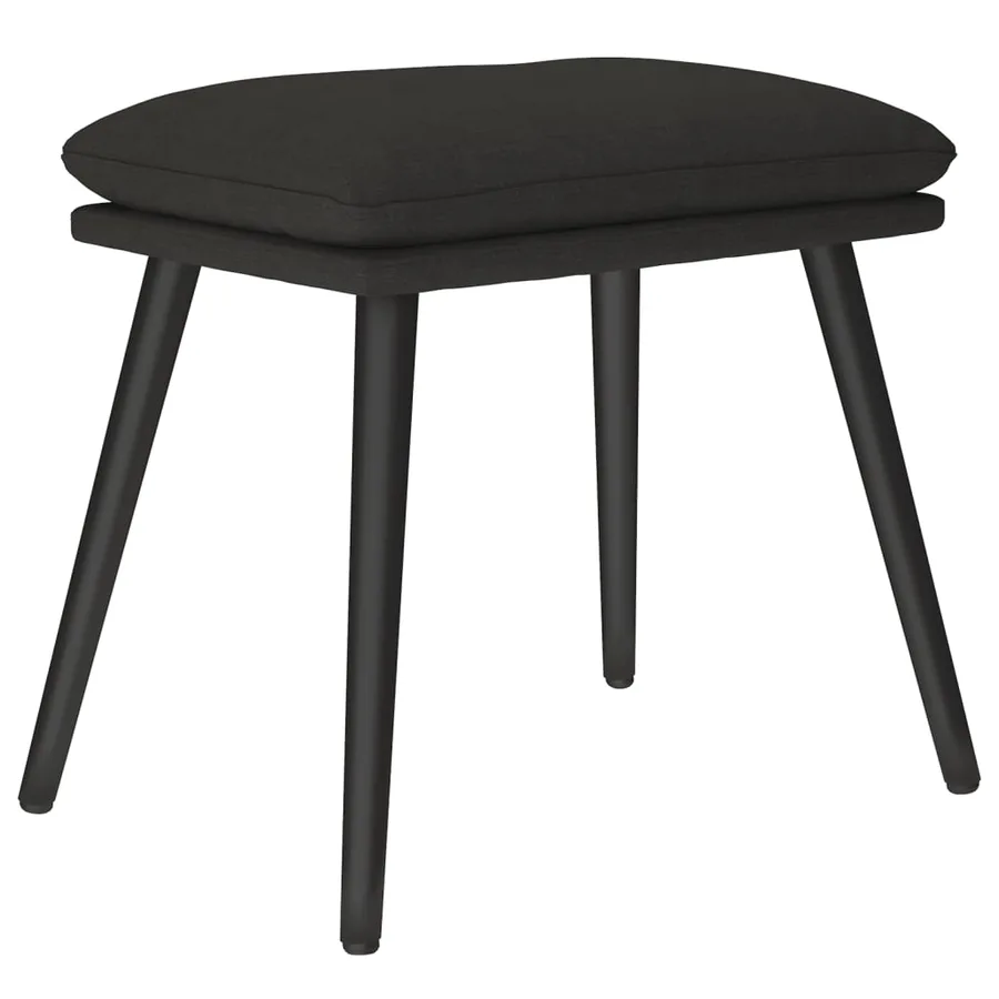 Chaise de relaxation avec tabouret Noir Tissu - 5