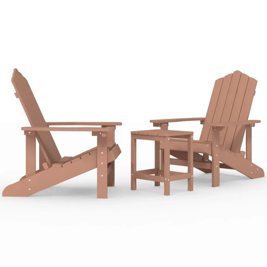 Chaises de jardin Adirondack avec table PEHD Marron - 2