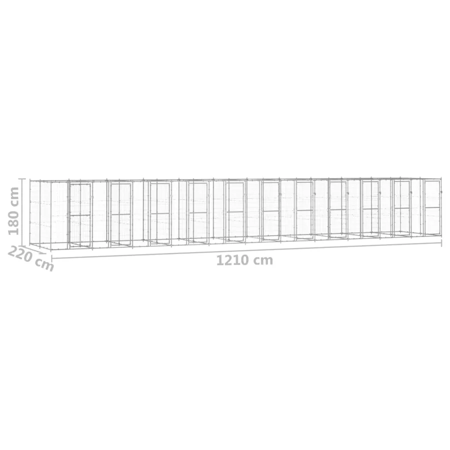 Chenil extérieur Acier galvanisé 26,62 m² - 6