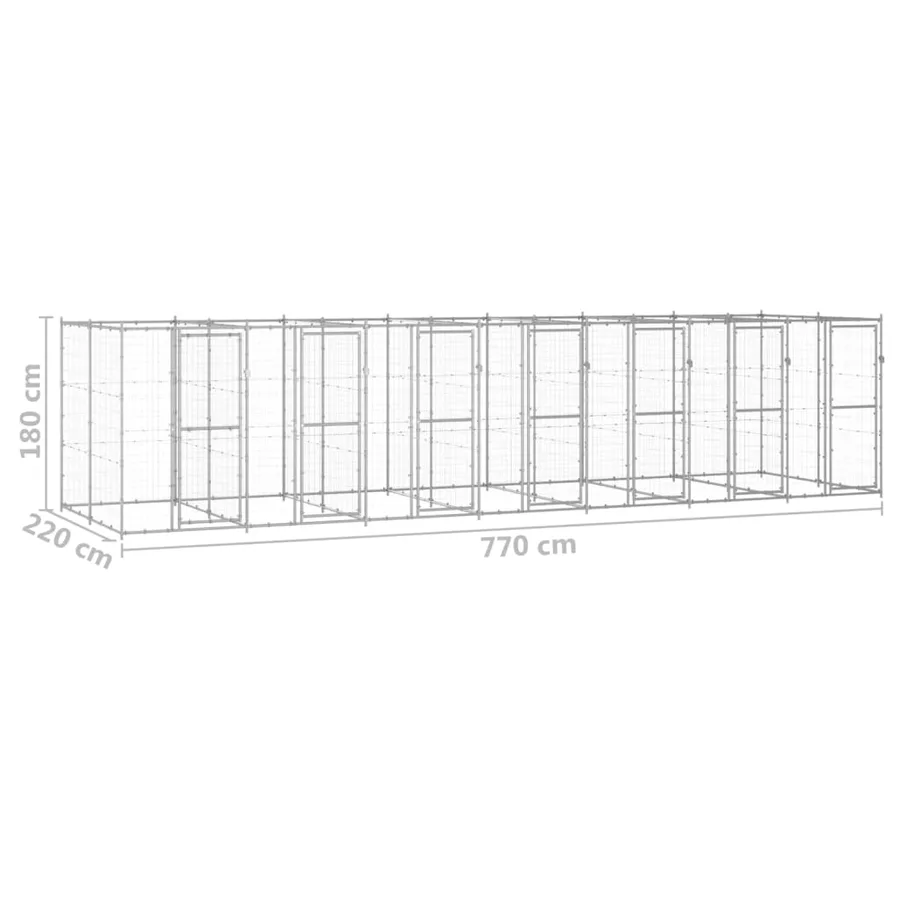 Chenil extérieur Acier galvanisé 16,94 m² - 6