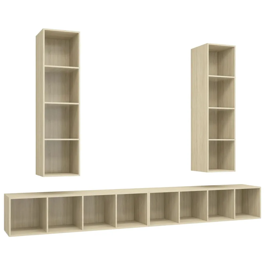 Meubles TV muraux 4 pcs Chêne sonoma Bois d'ingénierie - 2