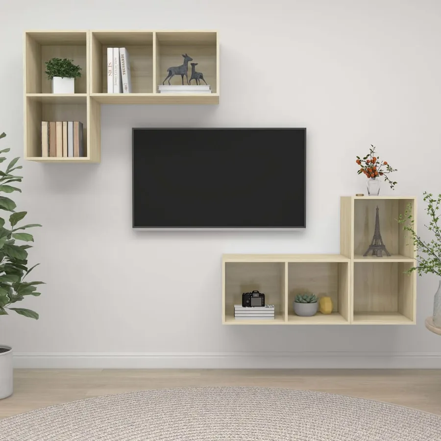 Meubles TV muraux 4 pcs Chêne sonoma Bois d'ingénierie