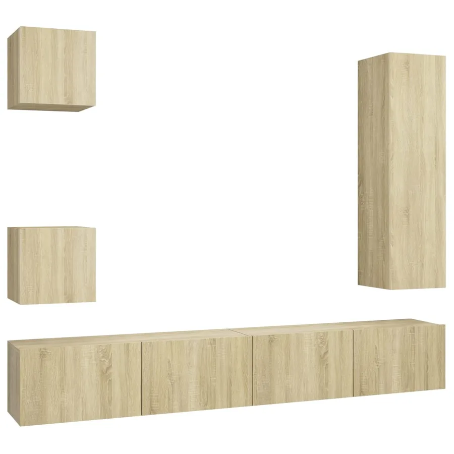 Ensemble de meubles TV 5 pcs Chêne sonoma Bois d'ingénierie - 2