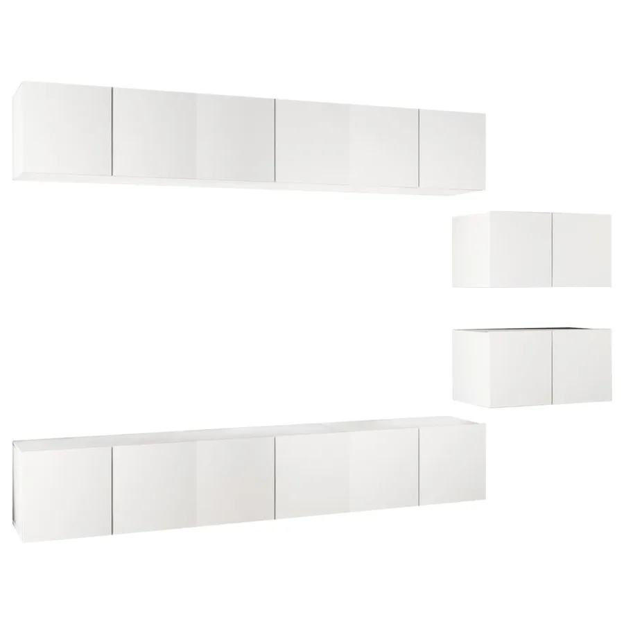 Meubles TV 8 pcs Blanc Bois d'ingénierie - 2