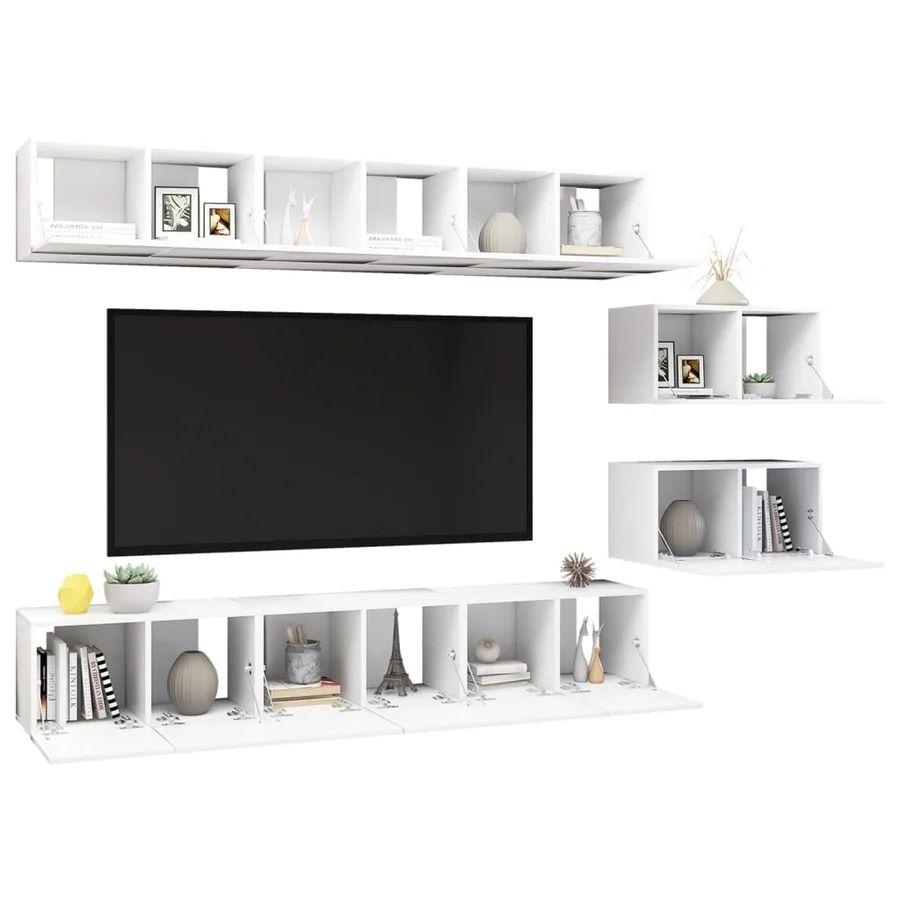 Meubles TV 8 pcs Blanc Bois d'ingénierie - 3