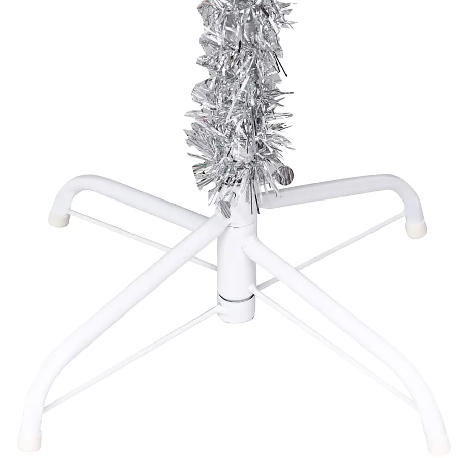 Arbre de Noël artificiel pré-éclairé/boules argenté 150 cm PET - 5