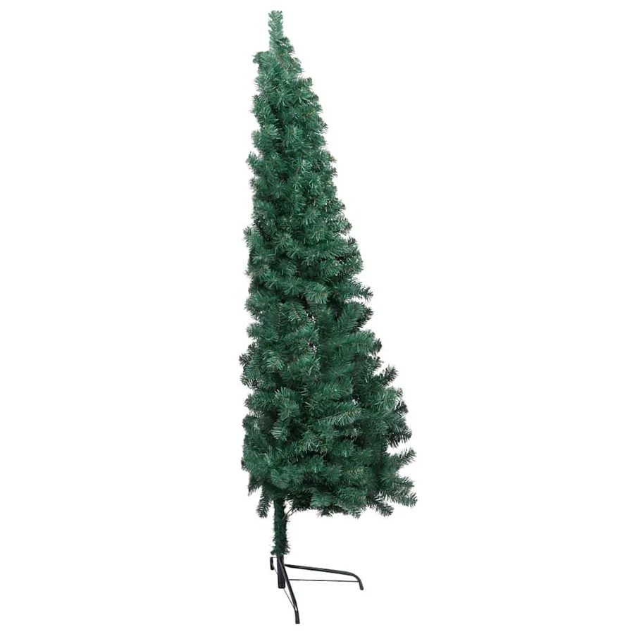 Demi-arbre de Noël artificiel pré-éclairé et boules vert 240 cm - 5
