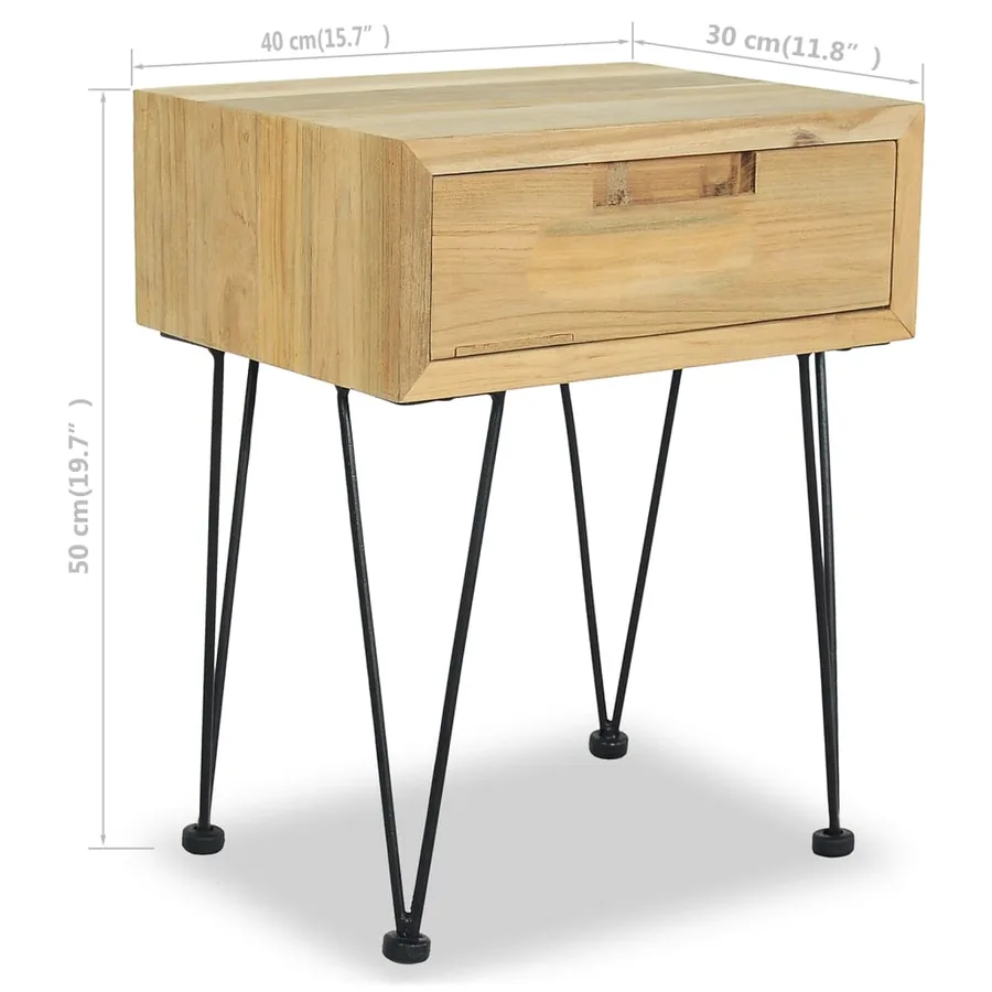 Tables de chevet 2 pcs 40x30x50 cm teck massif - 6