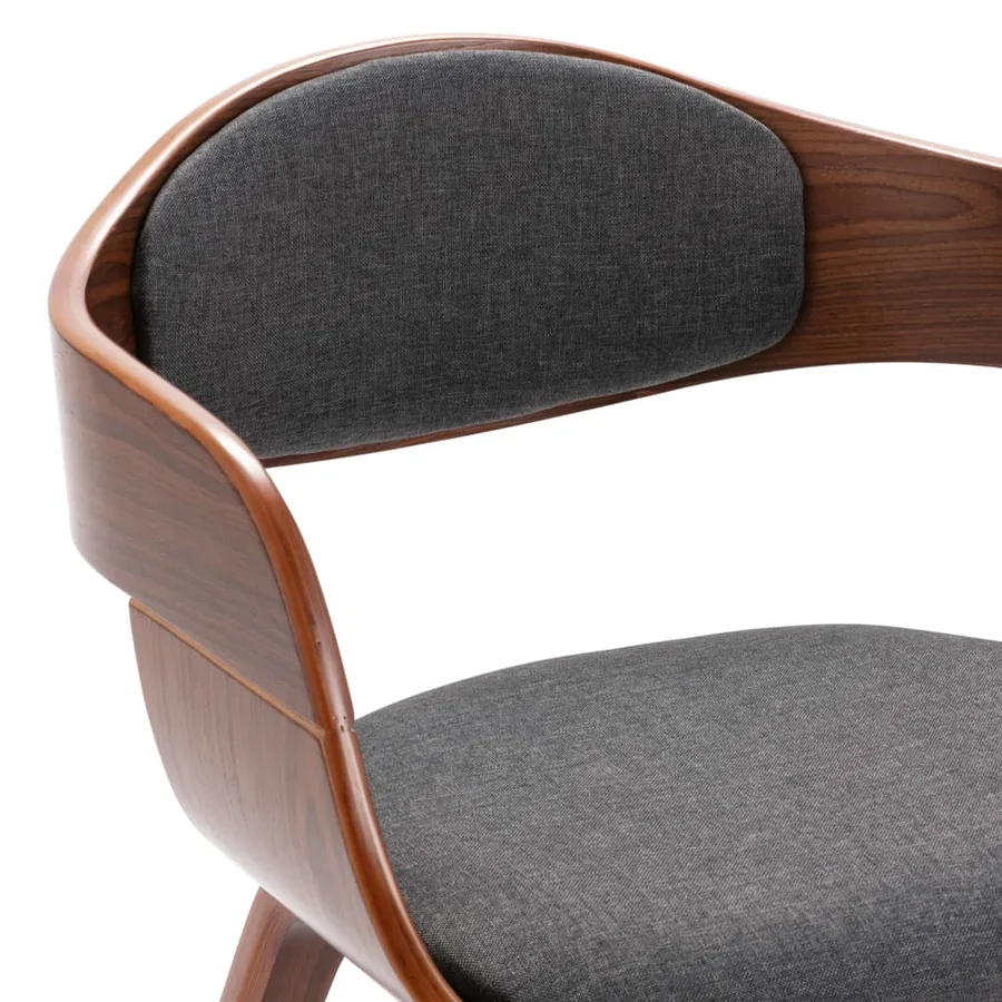 Chaises à manger lot de 6 bois courbé et tissu gris - 7