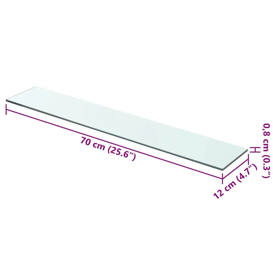 Panneaux d'étagère 2 pcs Verre Transparent 70x12 cm - 4