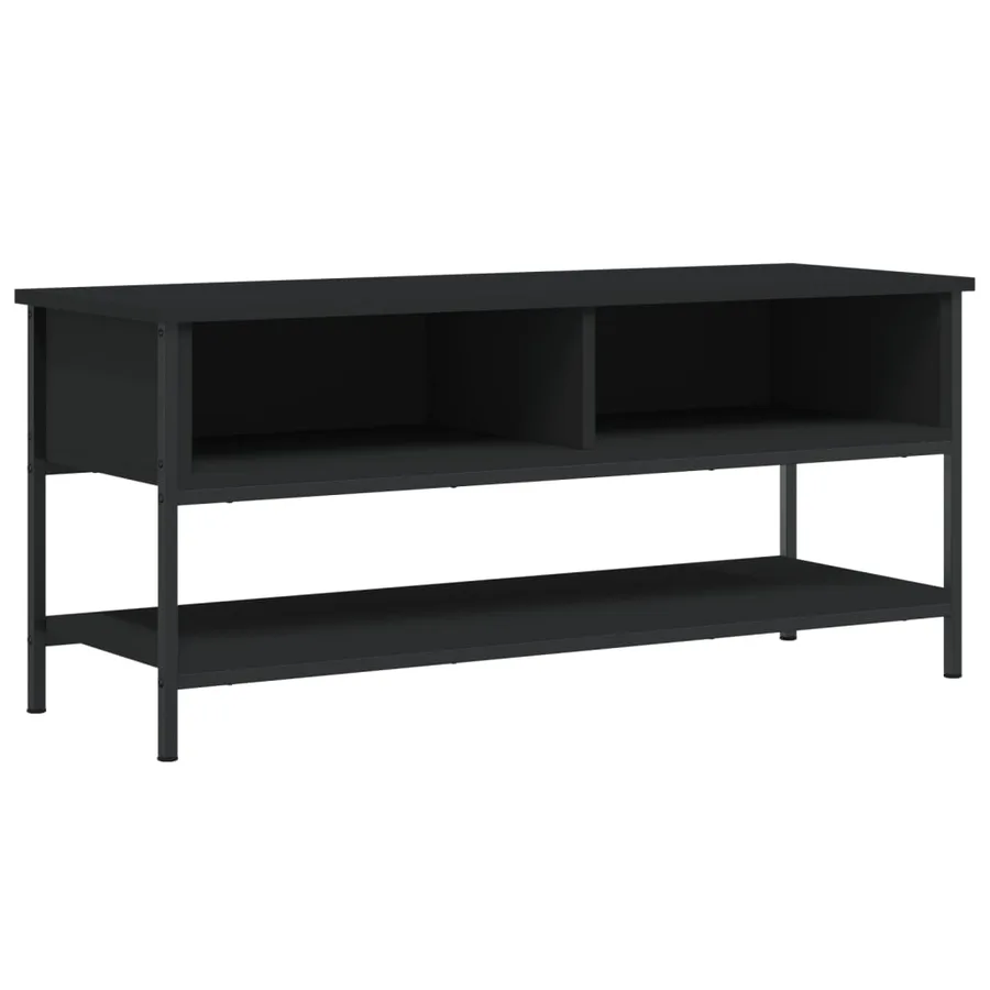 Meuble TV noir 100x35x45 cm bois d'ingénierie - 2