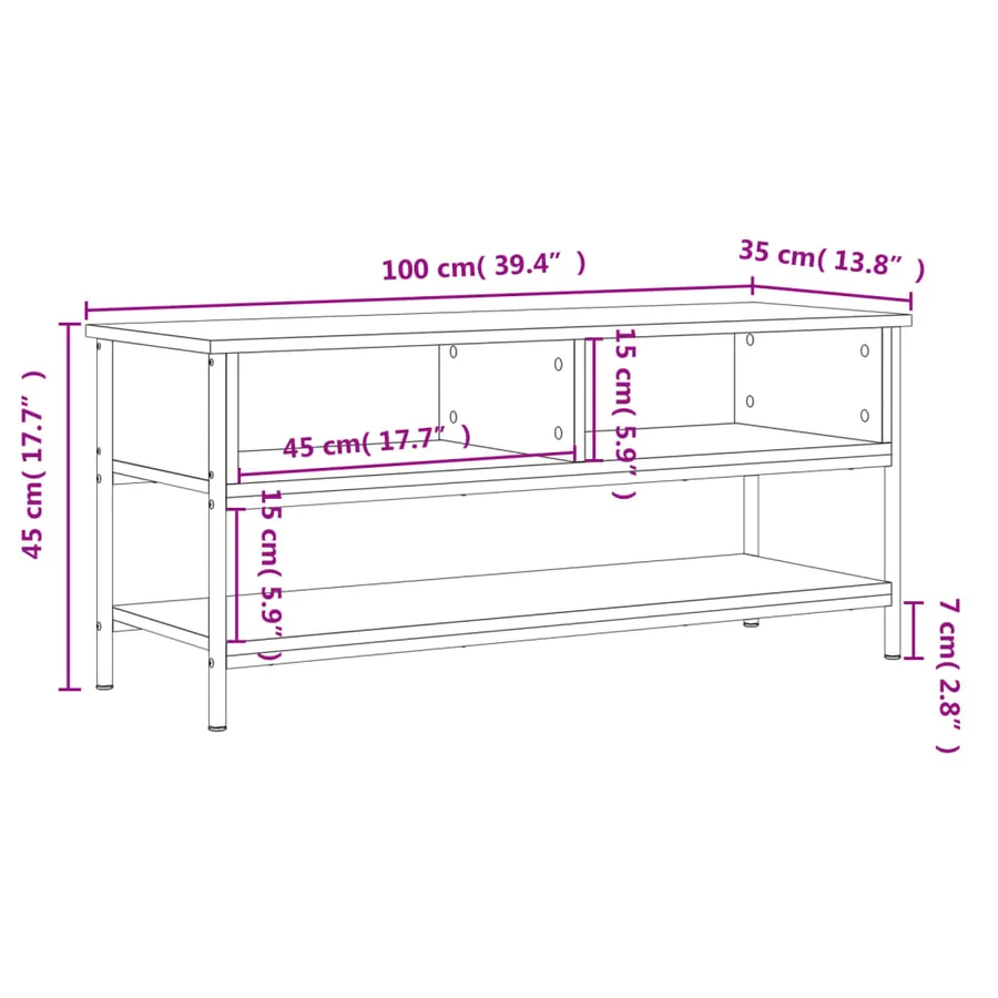 Meuble TV noir 100x35x45 cm bois d'ingénierie - 9