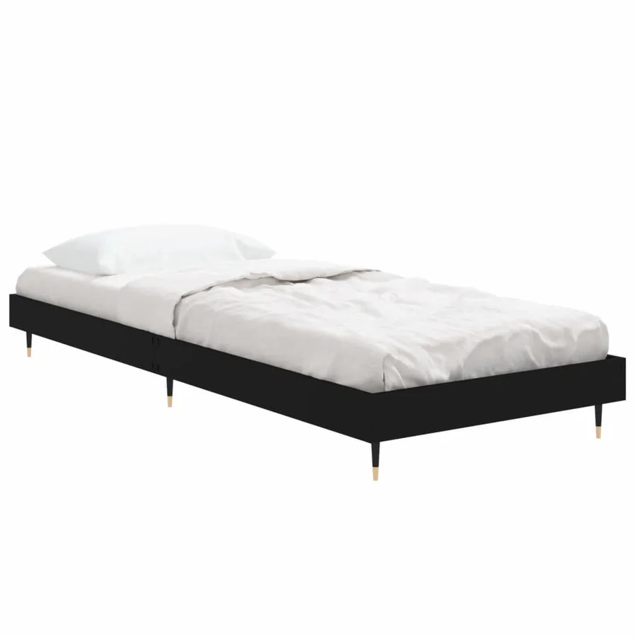Cadre de lit sans matelas noir 75x190 cm bois ingénierie - 4