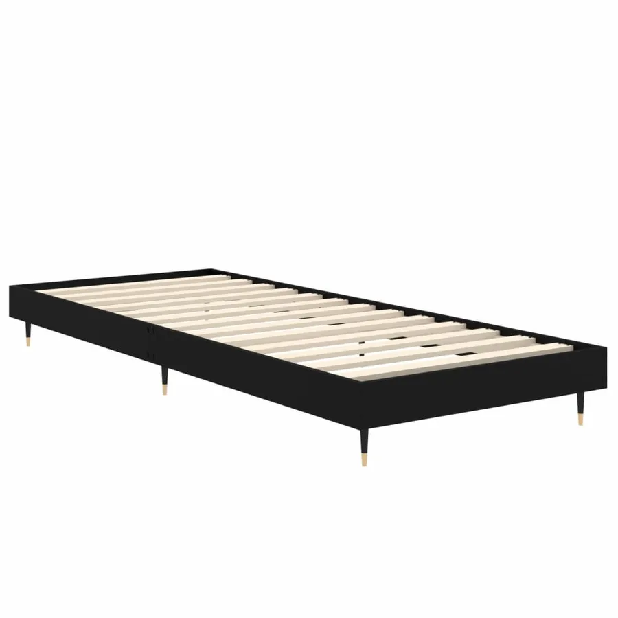 Cadre de lit sans matelas noir 75x190 cm bois ingénierie - 5