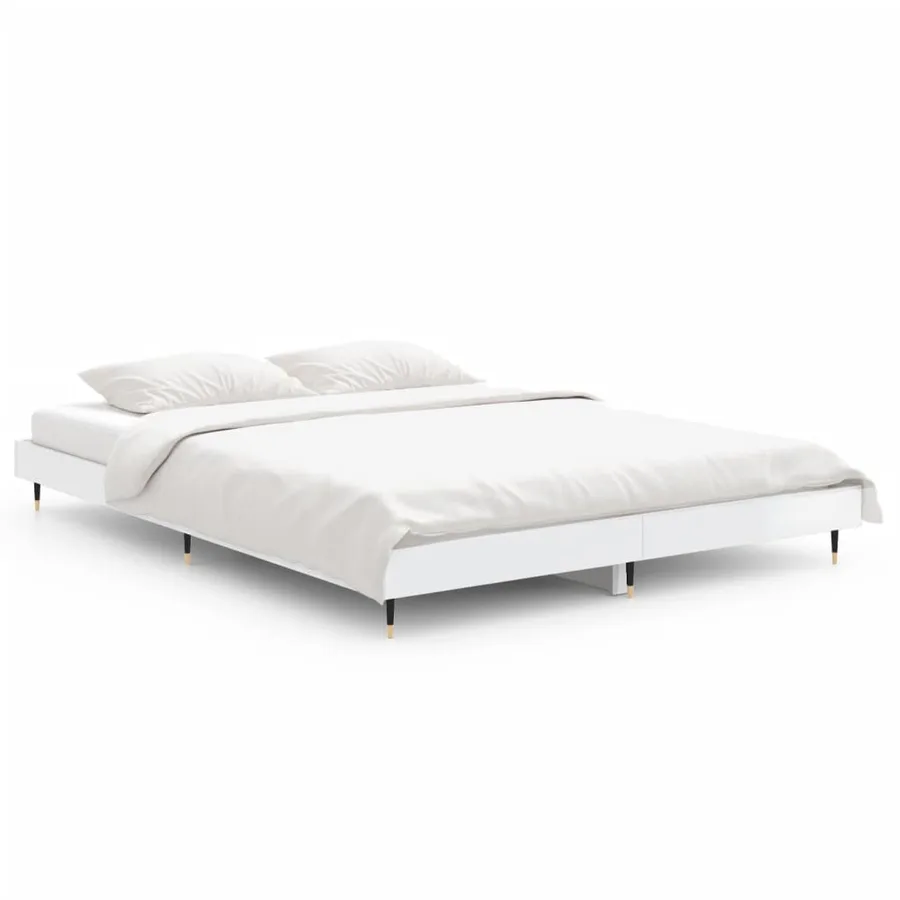 Cadre de lit sans matelas blanc brillant 140x190 cm - 2
