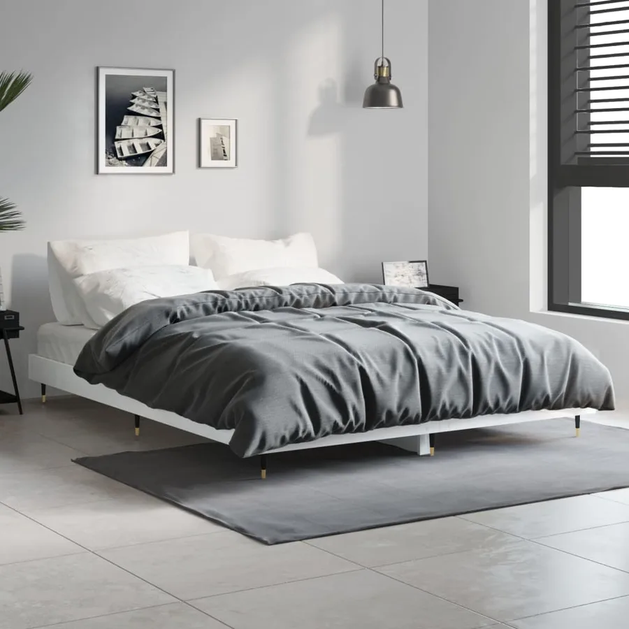 Cadre de lit sans matelas blanc brillant 140x190 cm - 3