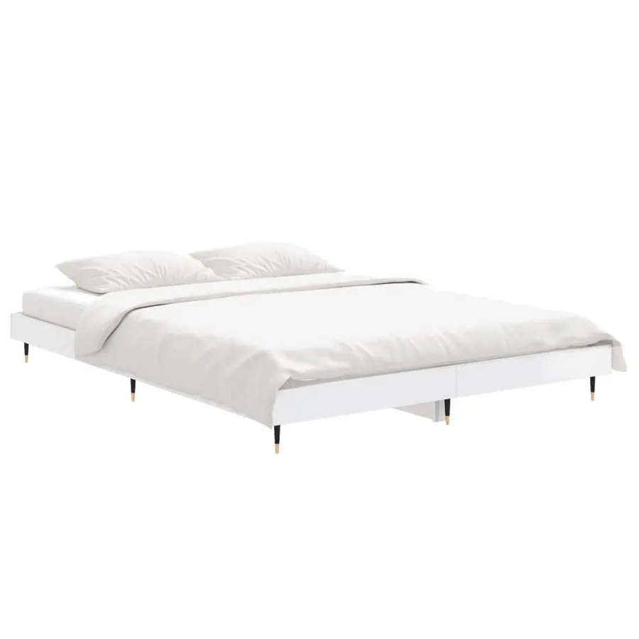 Cadre de lit sans matelas blanc brillant 140x190 cm - 4