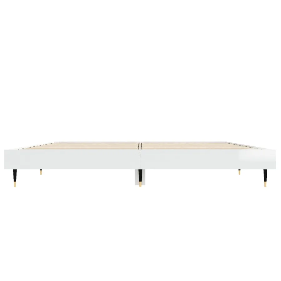 Cadre de lit sans matelas blanc brillant 140x190 cm - 6