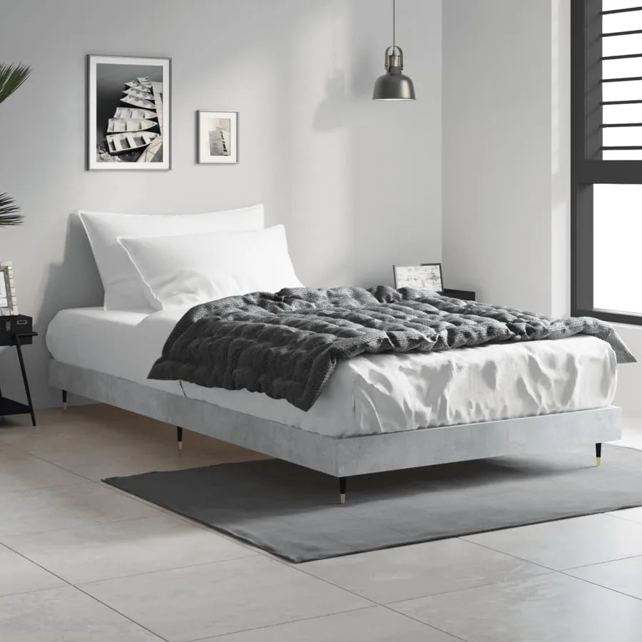 Cadre de lit sans matelas gris béton 100x200 cm - 3