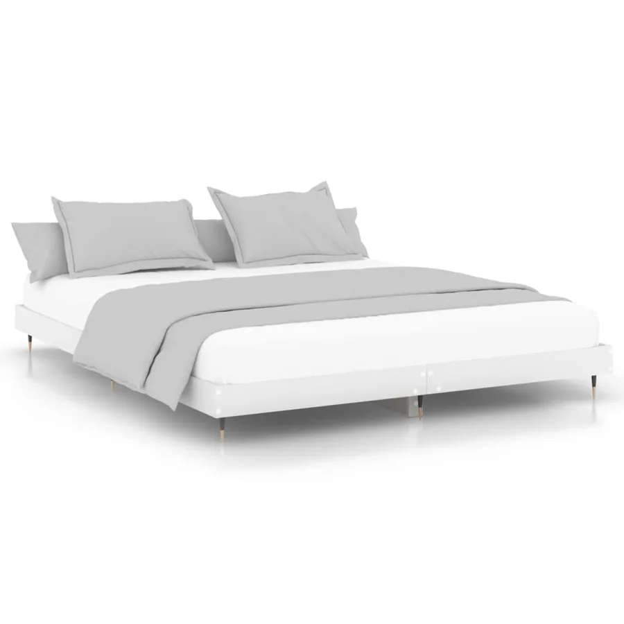 Cadre de lit sans matelas blanc 200x200 cm bois d'ingénierie - 2