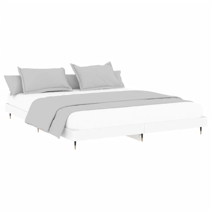 Cadre de lit sans matelas blanc 200x200 cm bois d'ingénierie - 4
