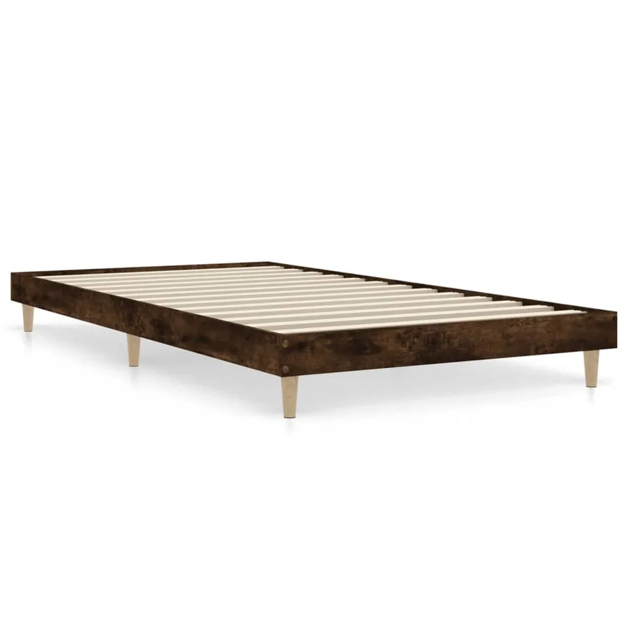 Cadre de lit sans matelas chêne fumé 90x200cm bois d'ingénierie - 2