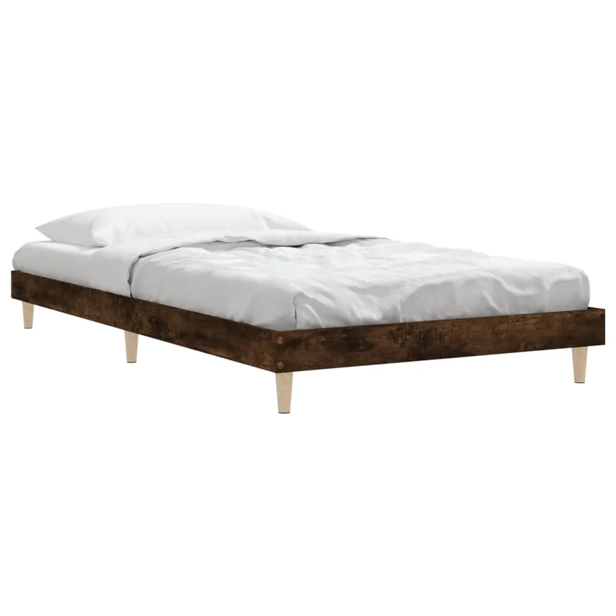 Cadre de lit sans matelas chêne fumé 90x200cm bois d'ingénierie - 5