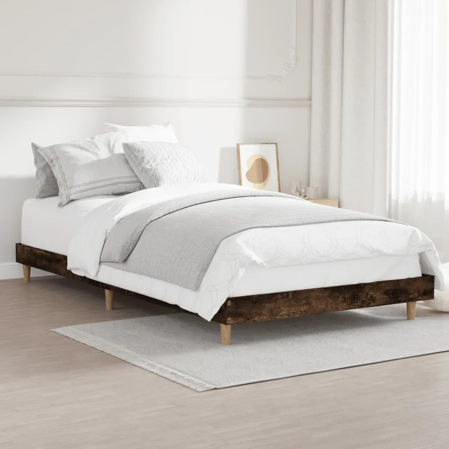 Cadre de lit sans matelas chêne fumé 100x200 cm bois ingénierie - 4