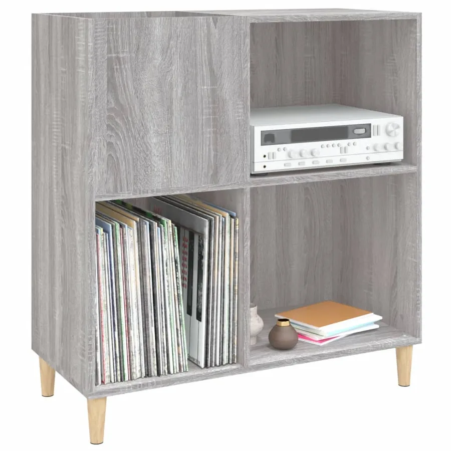 Armoire à disques sonoma gris 84,5x38x89 cm bois d'ingénierie - 4