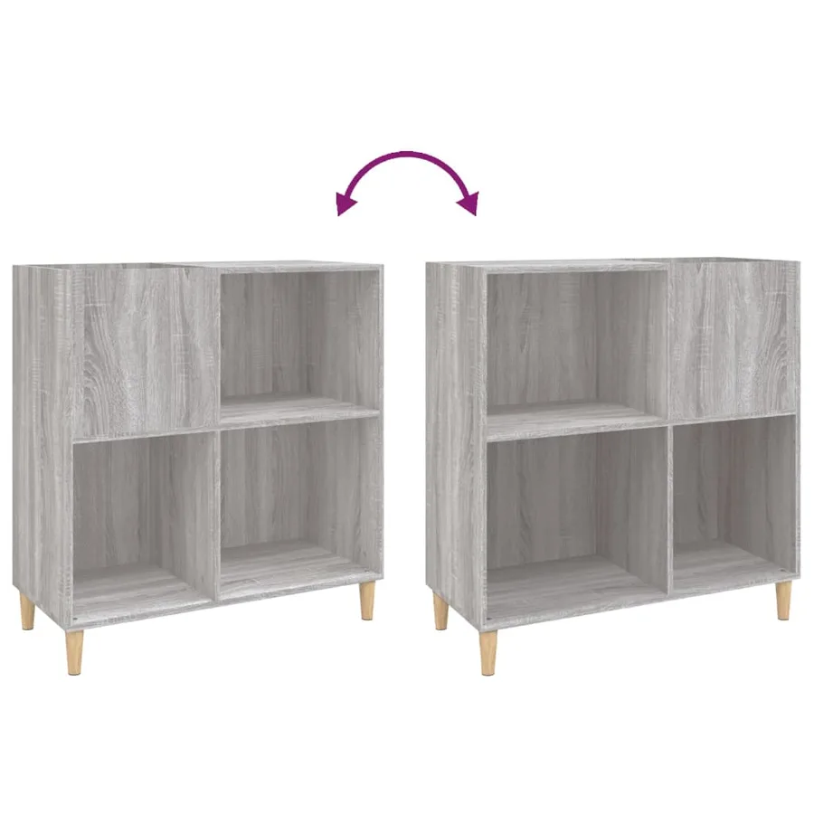 Armoire à disques sonoma gris 84,5x38x89 cm bois d'ingénierie - 7