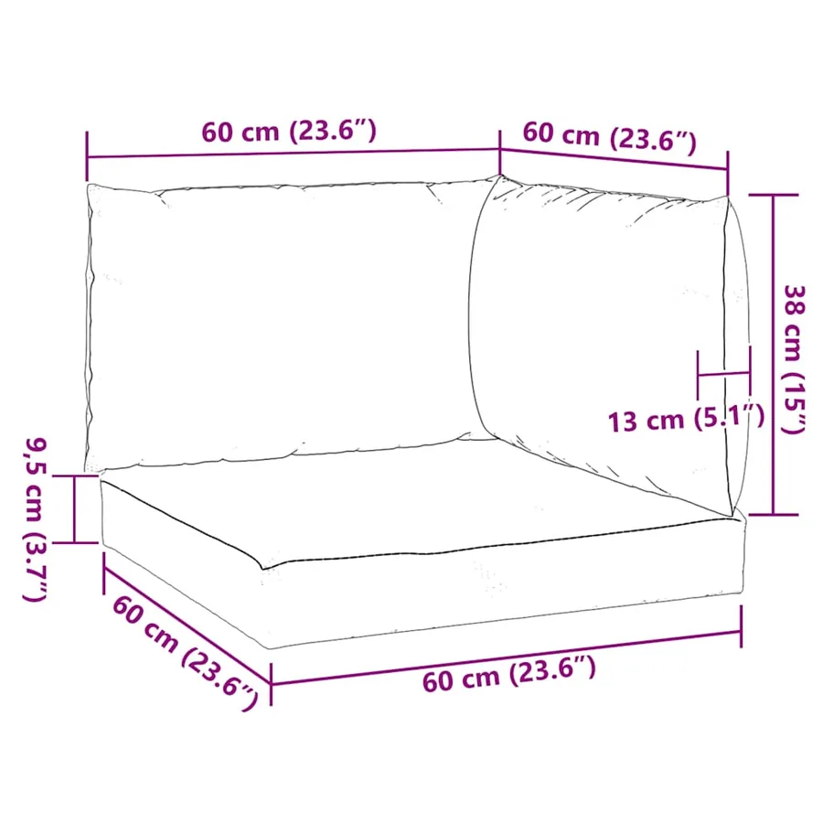Coussins de palette lot de 3 vert tissu oxford - 10