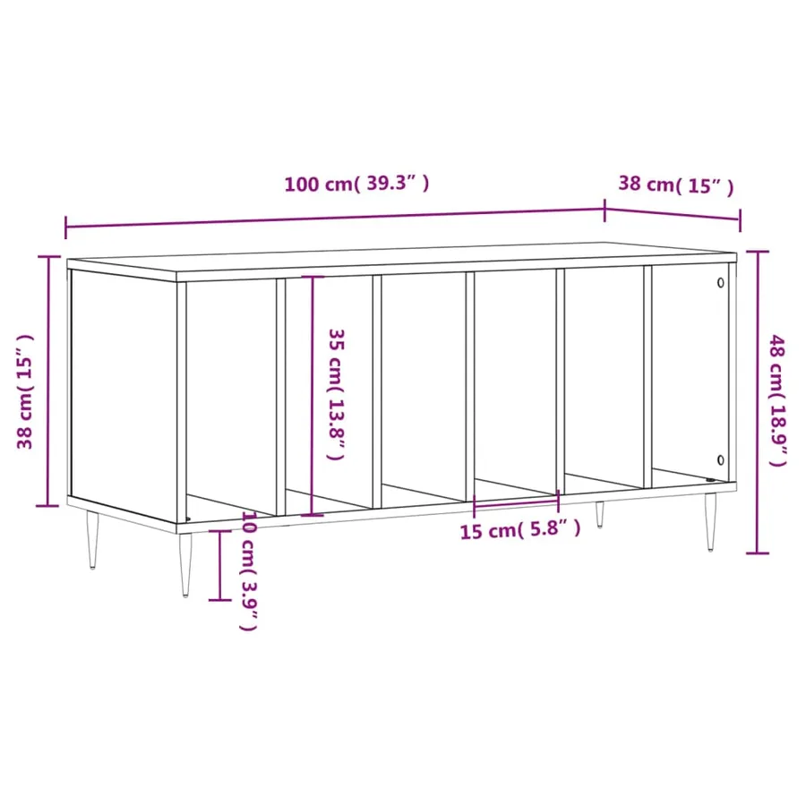 Armoire à disques blanc 100x38x48 cm bois d'ingénierie - 9