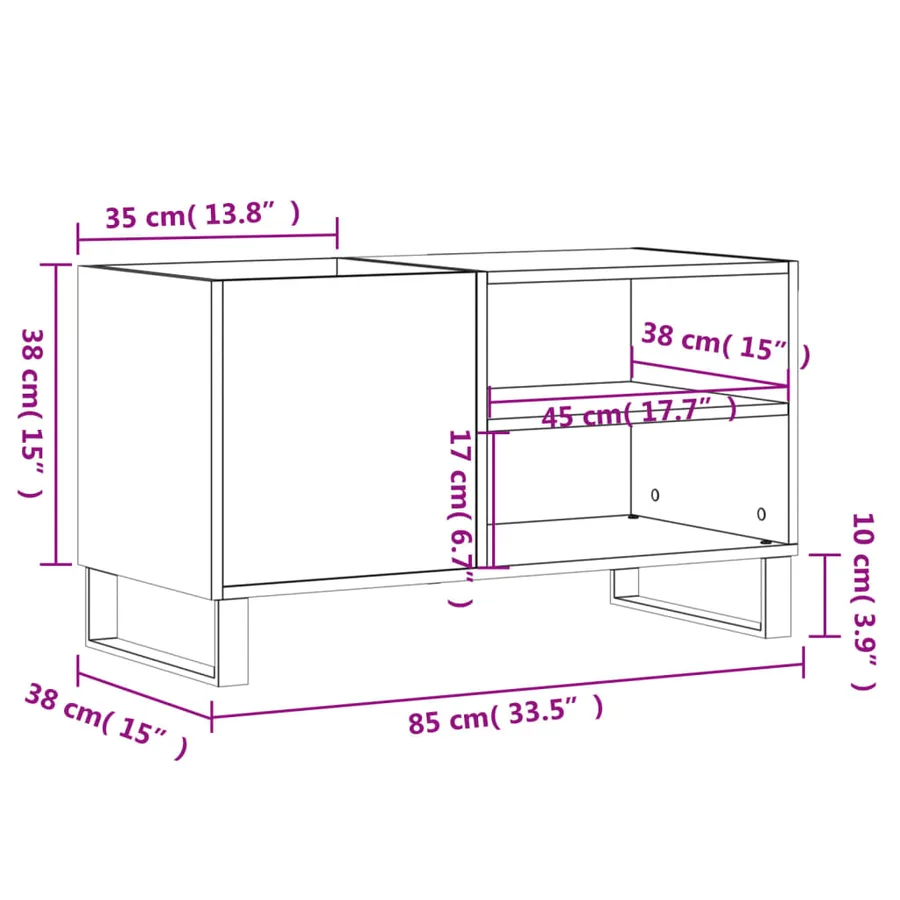 Armoire à disques noir 85x38x48 cm bois d'ingénierie - 9