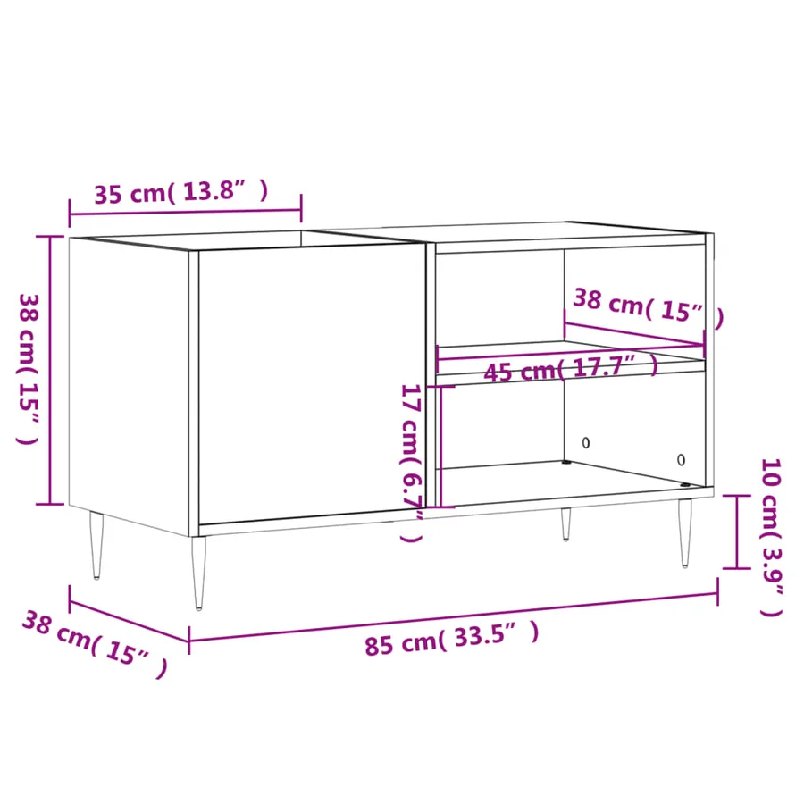 Armoire à disques sonoma gris 85x38x48 cm bois d'ingénierie - 9