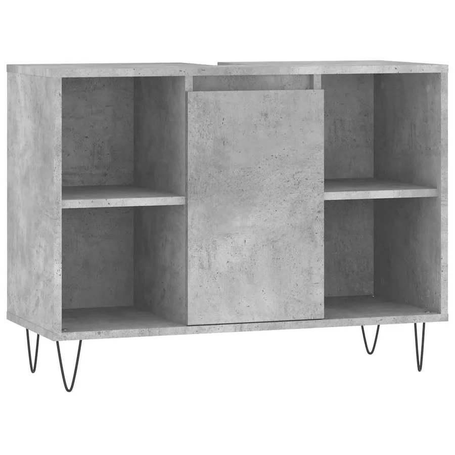 Armoire salle de bain gris béton 80x33x60cm bois d'ingénierie - 2