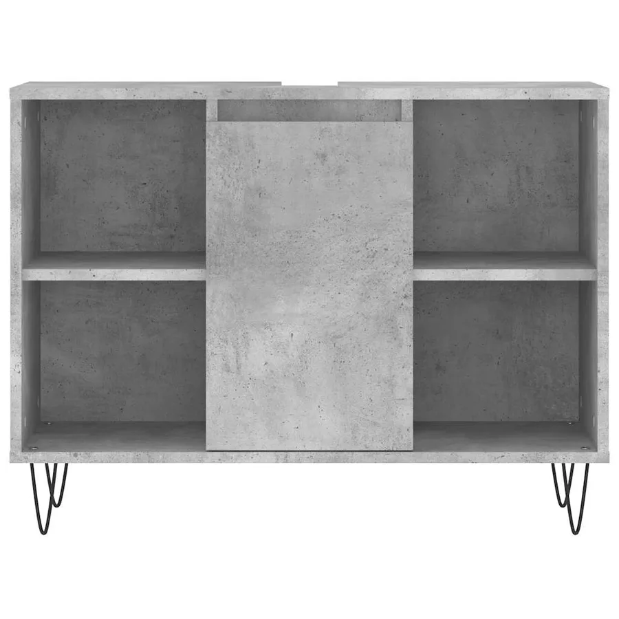 Armoire salle de bain gris béton 80x33x60cm bois d'ingénierie - 5