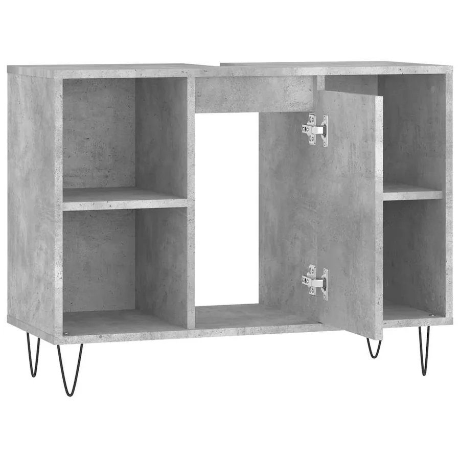 Armoire salle de bain gris béton 80x33x60cm bois d'ingénierie - 6