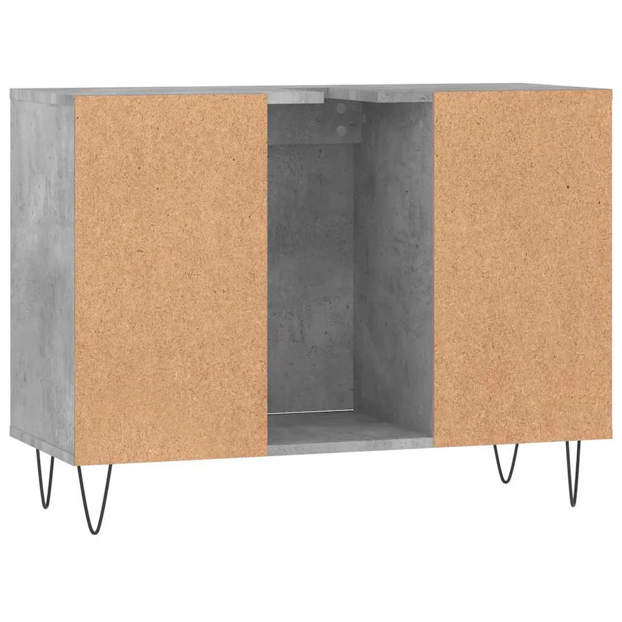 Armoire salle de bain gris béton 80x33x60cm bois d'ingénierie - 8
