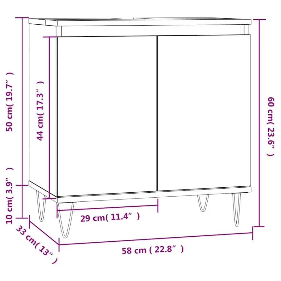 Armoire de bain chêne sonoma 58x33x60 cm bois d'ingénierie - 11