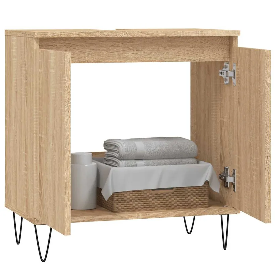 Armoire de bain chêne sonoma 58x33x60 cm bois d'ingénierie - 3